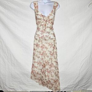 Vintage y2k Coquette whimsigoth floral assymetrical midi dress